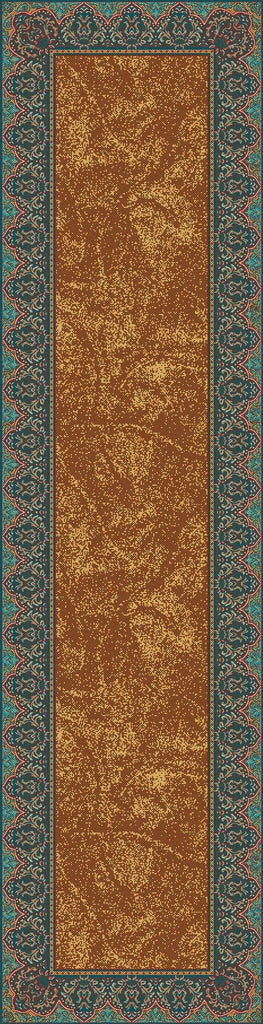 Cognac & Turquoise Elegant Western Floor Runner made in the USA - Your Western Decor