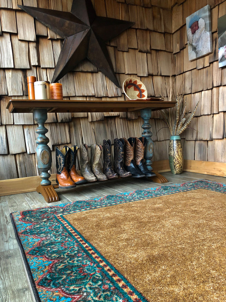 Cognac & Turquoise Elegant Western Rugs made in the USA - Your Western Decor