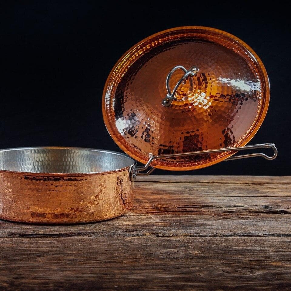handmade hammered copper saute pan with lid - Your Western Decor