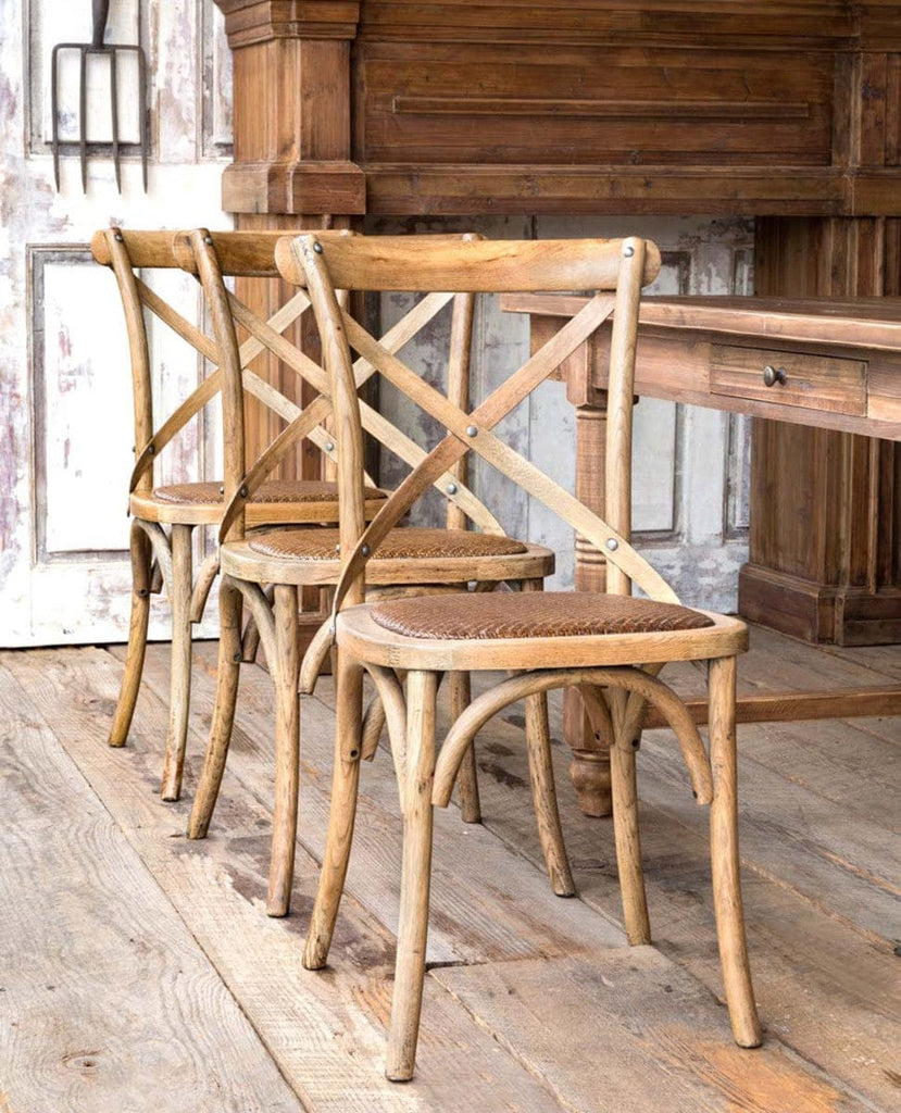 Oak Cross Back Dining Chairs with padded seat - Your Western Decor