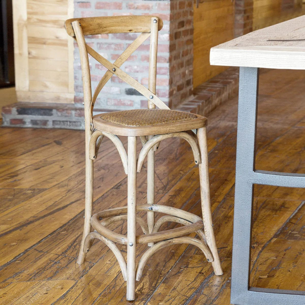 Oak Cross Back Counter Chair - Your Western Decor