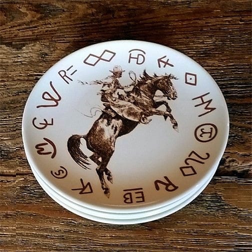 Western bronc and brands lunch plates 4-pc set - Your Western Decor