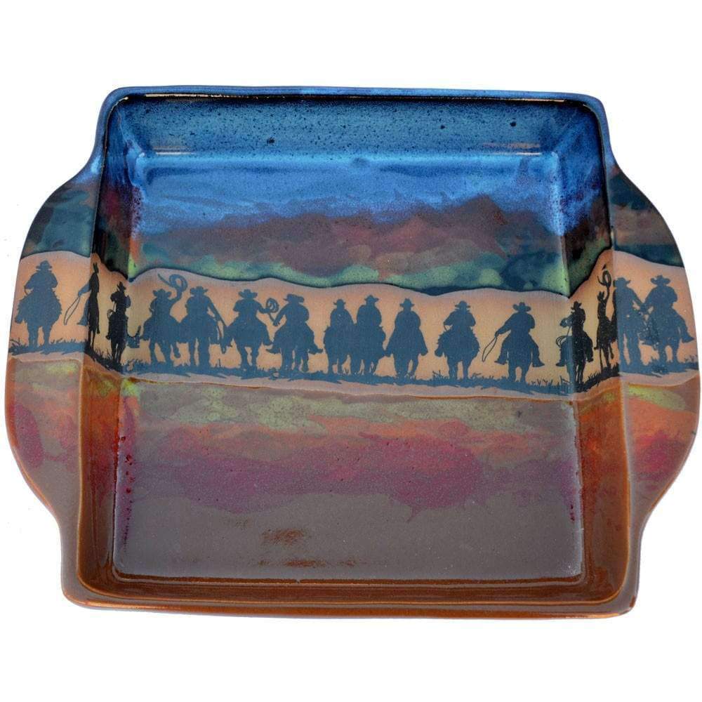 Cowboy Posse Western Baking Pan, handmade pottery, made in the USA
