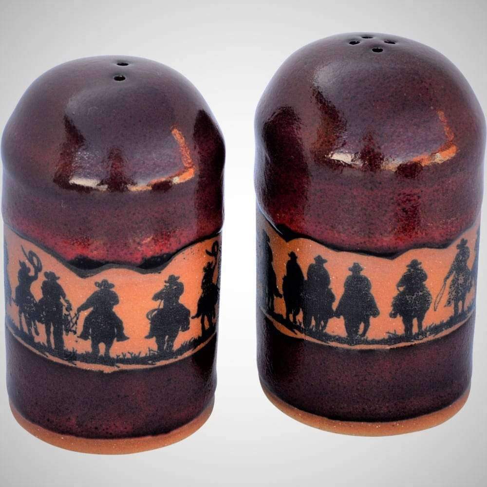 cowboys pottery salt pepper shakers. Made in the USA. Your Western Decor
