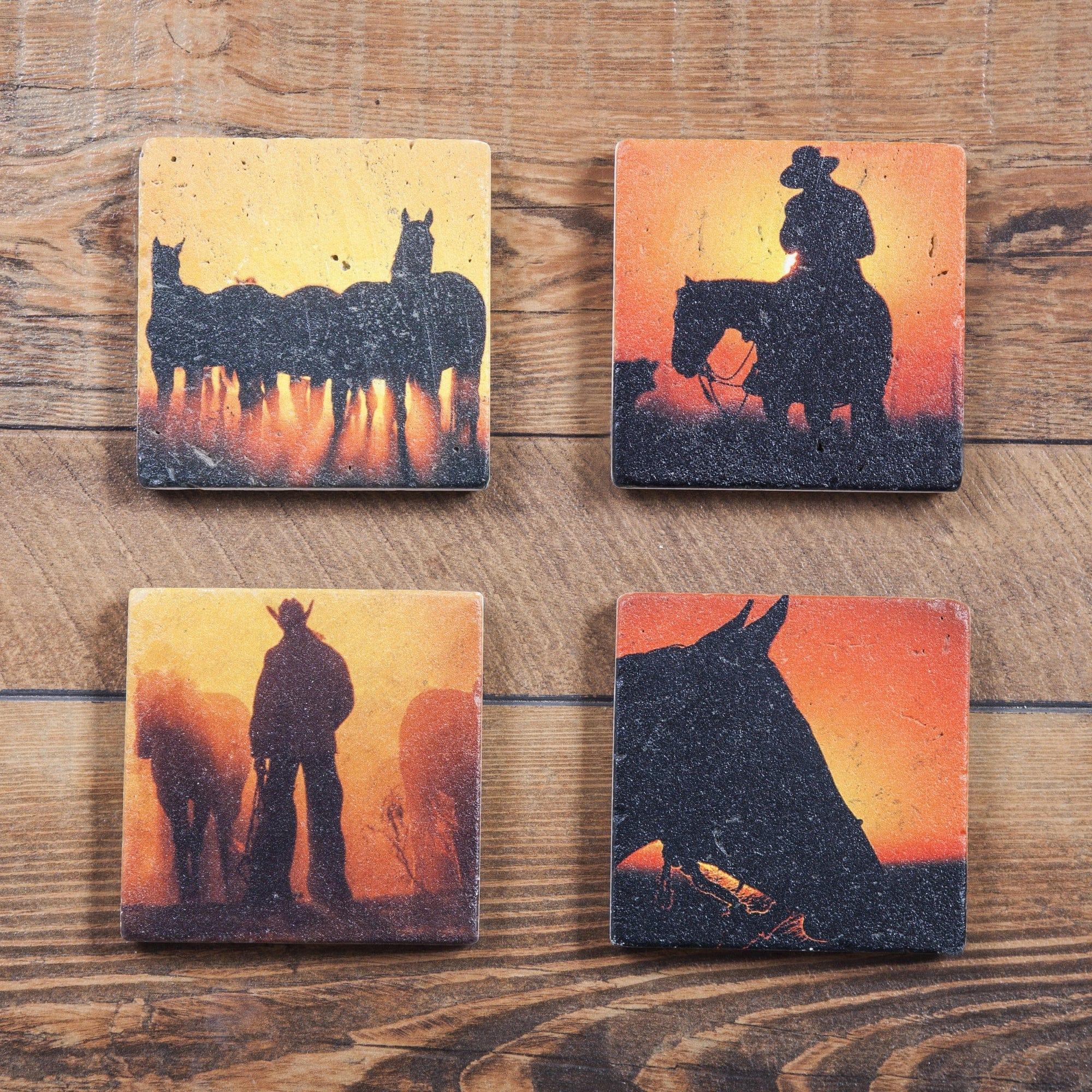 Cowboy sunset coaster set - Your Western Decor