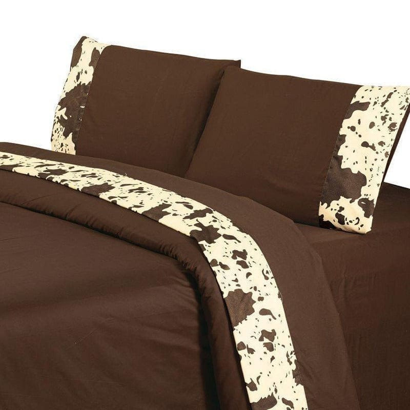 Cowhide print sheet sets in chocolate - Your Western Decor