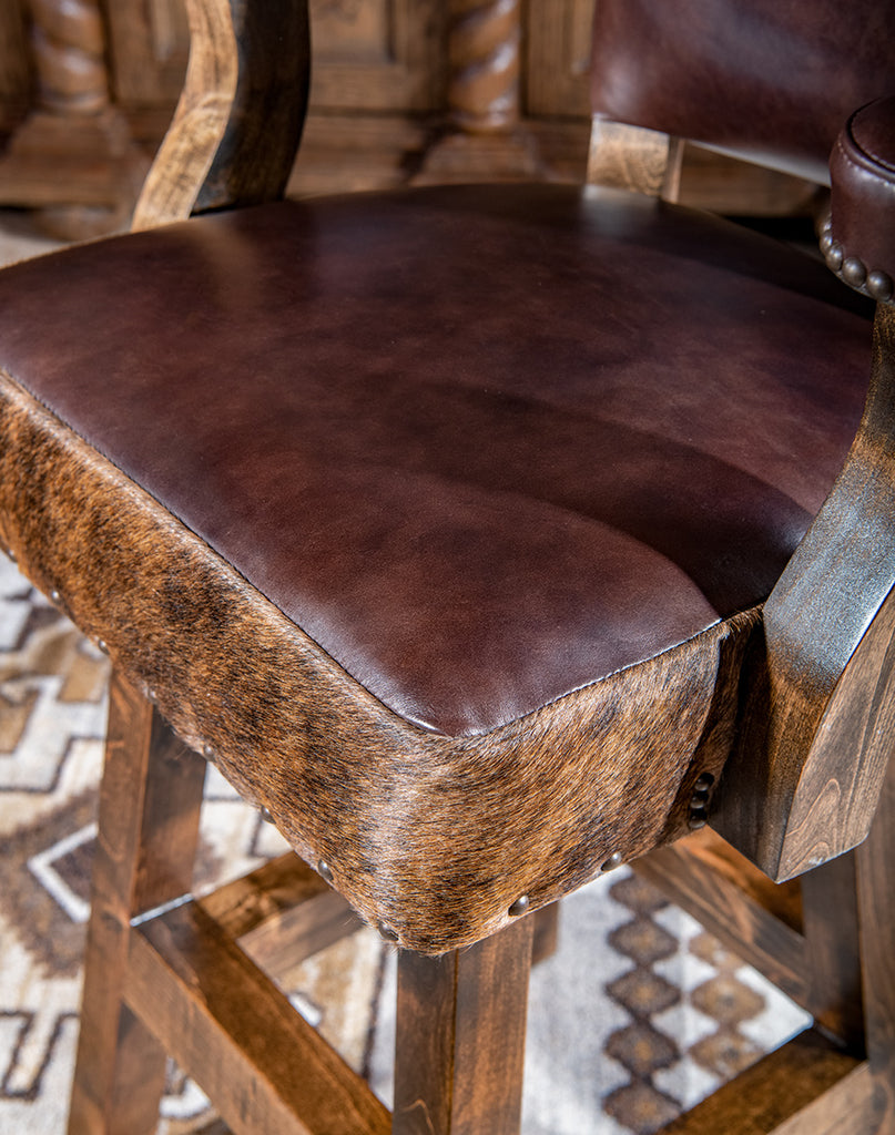 Brindle Cowhide & Leather Counter or Bar Chairs - Your Western Decor