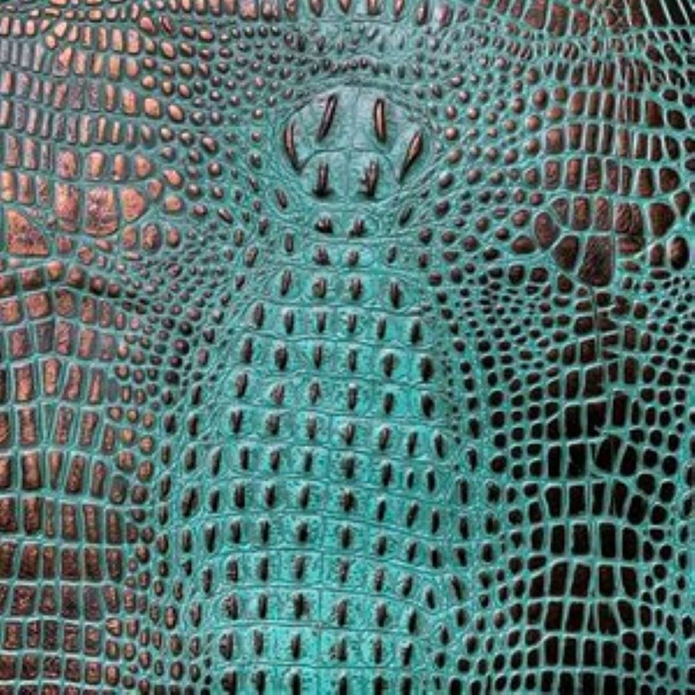 Croc Copper Turquoise Embossed Leather - Your Western Decor