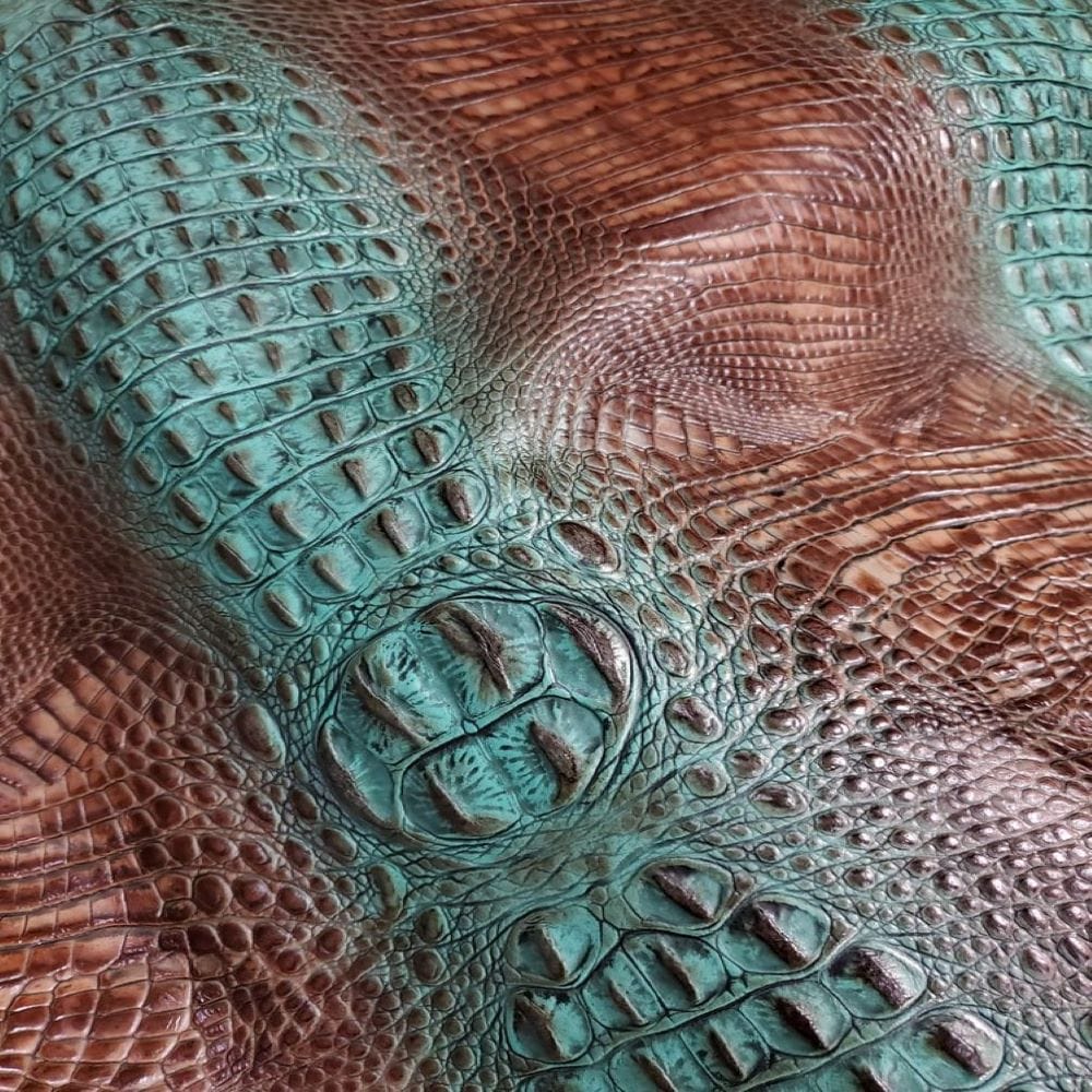 Croc Turquoise Spine Embossed Leather - Your Western Decor