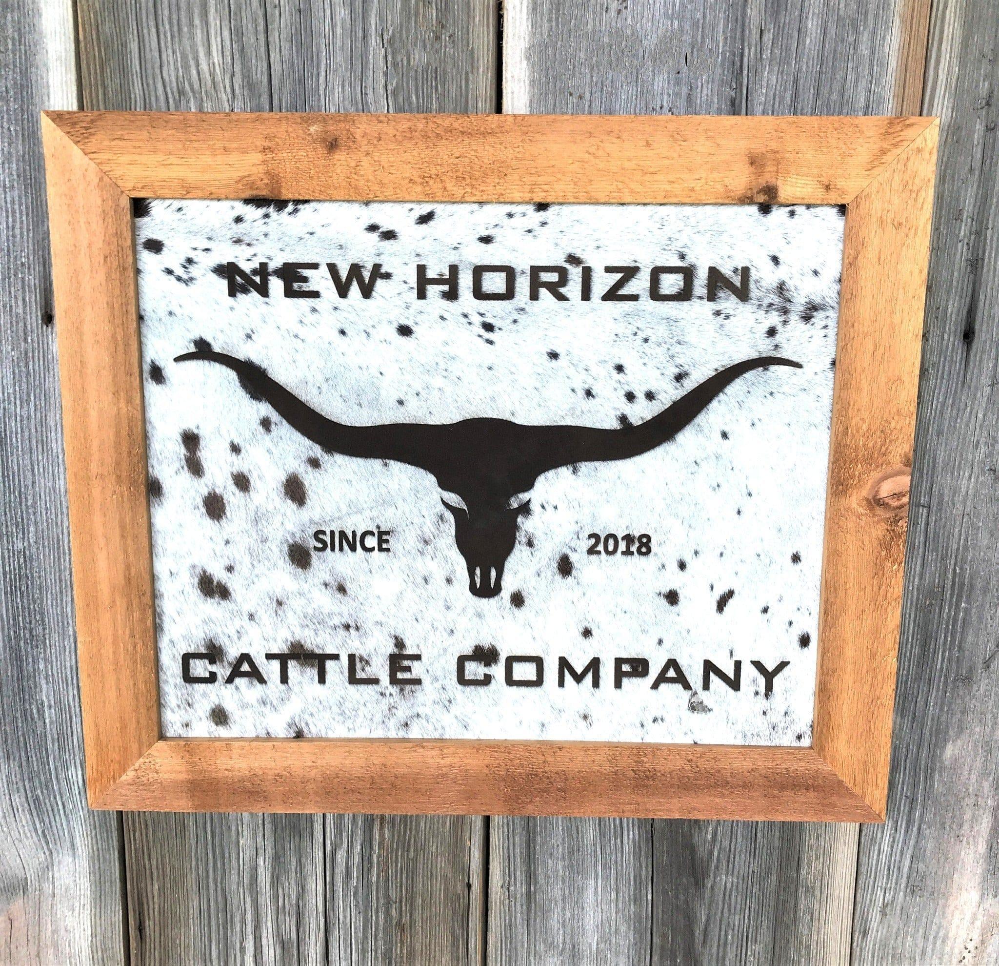 custom western ranch sign laser engraved on genuine cowhide wall decor