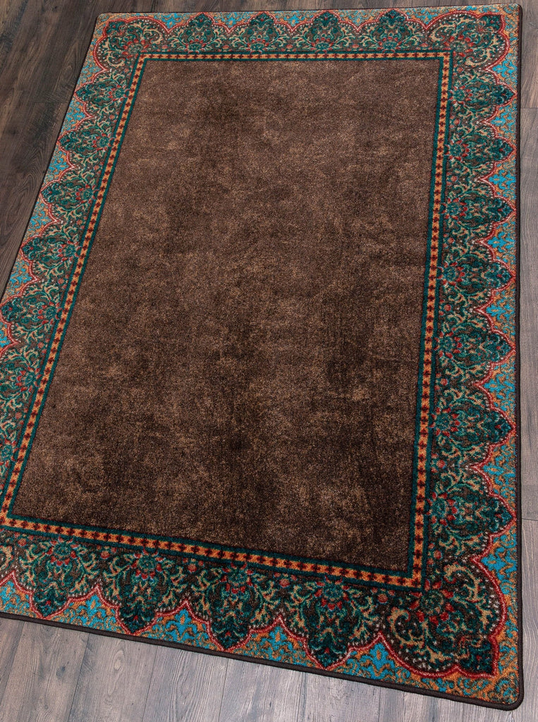 Chocolate & Turquoise ~ Elegant Western 8x11 Rug - made in the USA - Your Western Decor