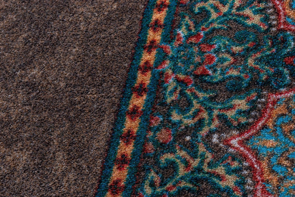 Chocolate & Turquoise ~ Elegant Western carpet detail - made in the USA - Your Western Decor