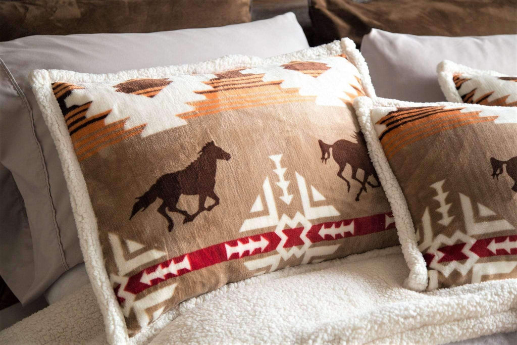 Southwestern sherpa pillow shams with horses. Your Western Decor