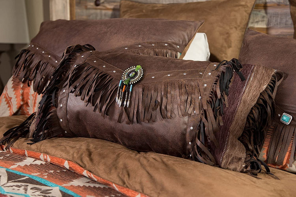 Diamond Sage Aztec Faux Leather Accent Pillow - Your Western Decor
