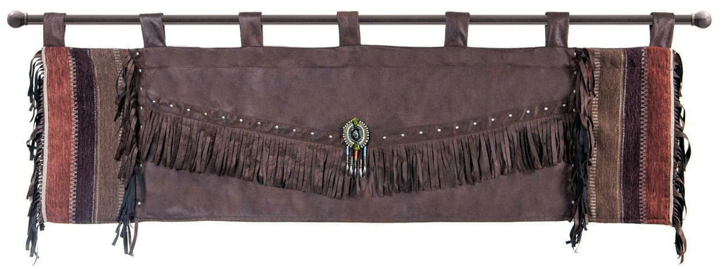 Dark Brown Faux Leather Diamond Sage Faux Leather Valance tab top - Your Western Decor