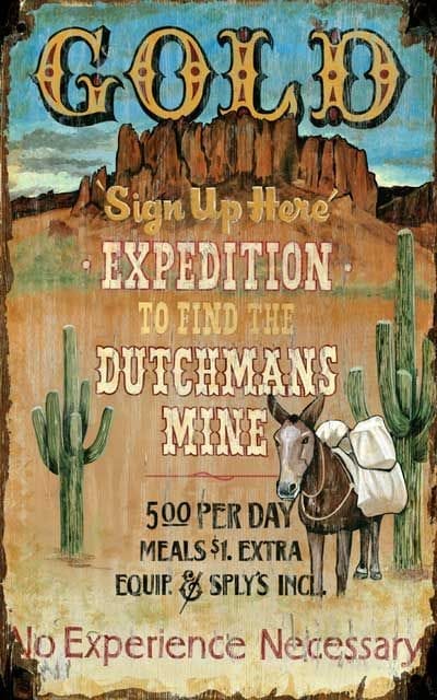 Dutchman's Mine Gold Expedition Sign - Custom vintage wood signs Made in the USA - Your Western Decor 