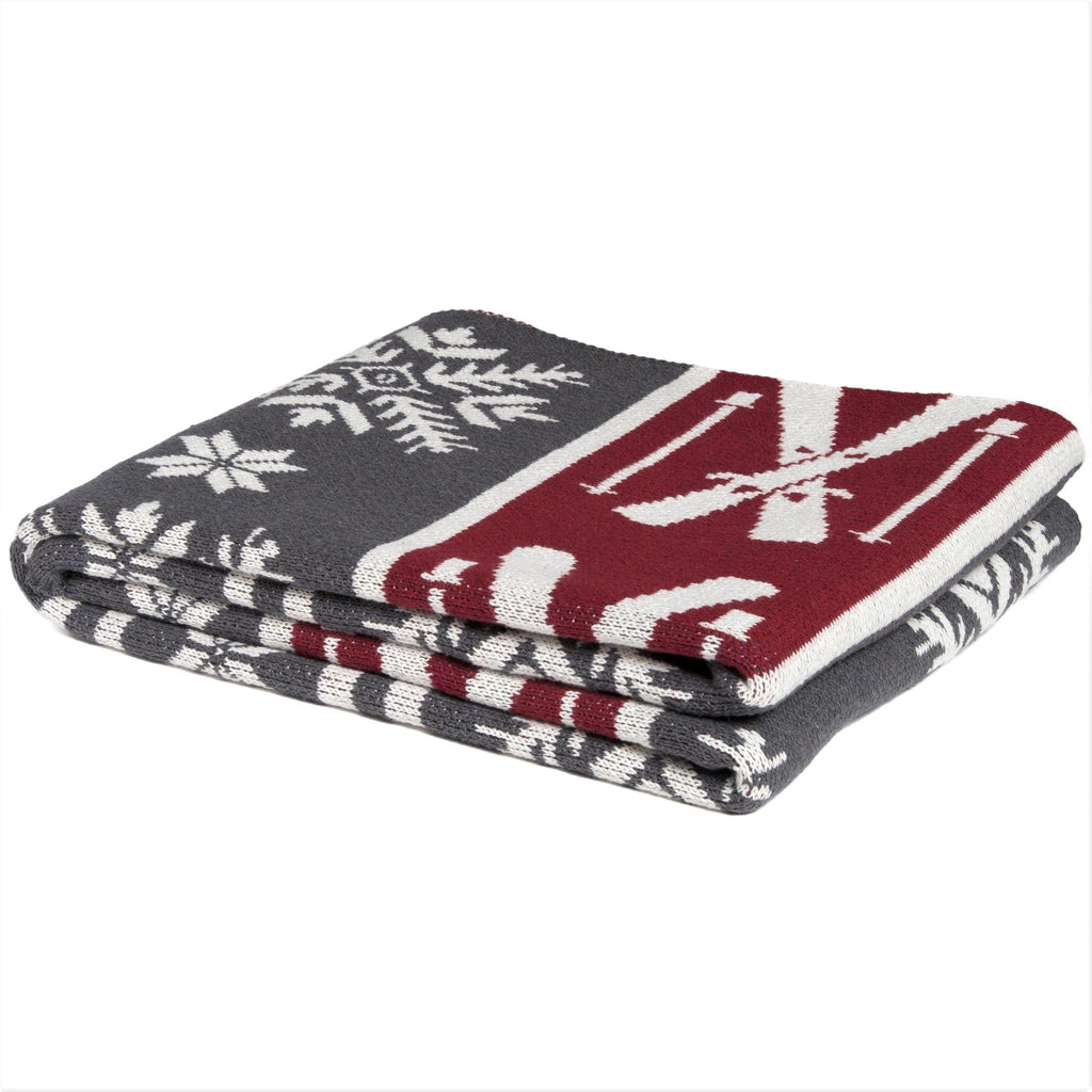 Eco Aspen Winter Throw Blanket. Red, grey, white. Made in the USA. Your Western Decor