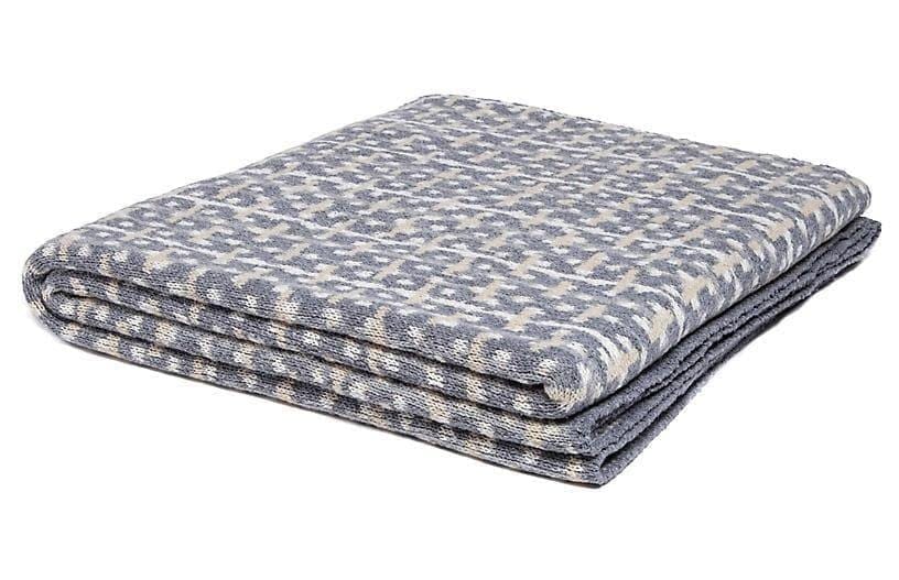 Soft grey, irvory & yellow throw blanket. Recycled cotton, 50"x60", reversible. Made in the USA. Your Western Decor