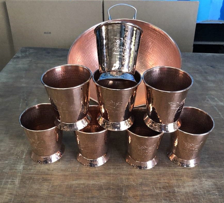 Peace on Earth Engraved Copper Eggnog Set - Your Western Decor