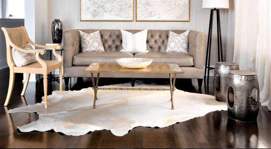 Elegant white cowhide rugs. Brazilian hides. Your Western Decor