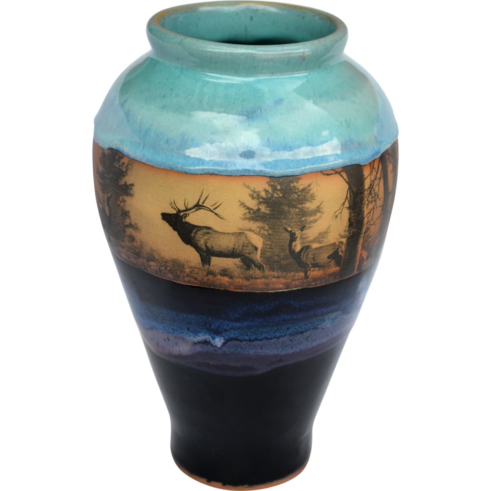 Elk Ridge Ceramic Vase in waterfall glaze - Handmade pottery home decor made in the USA - Your Western Decor