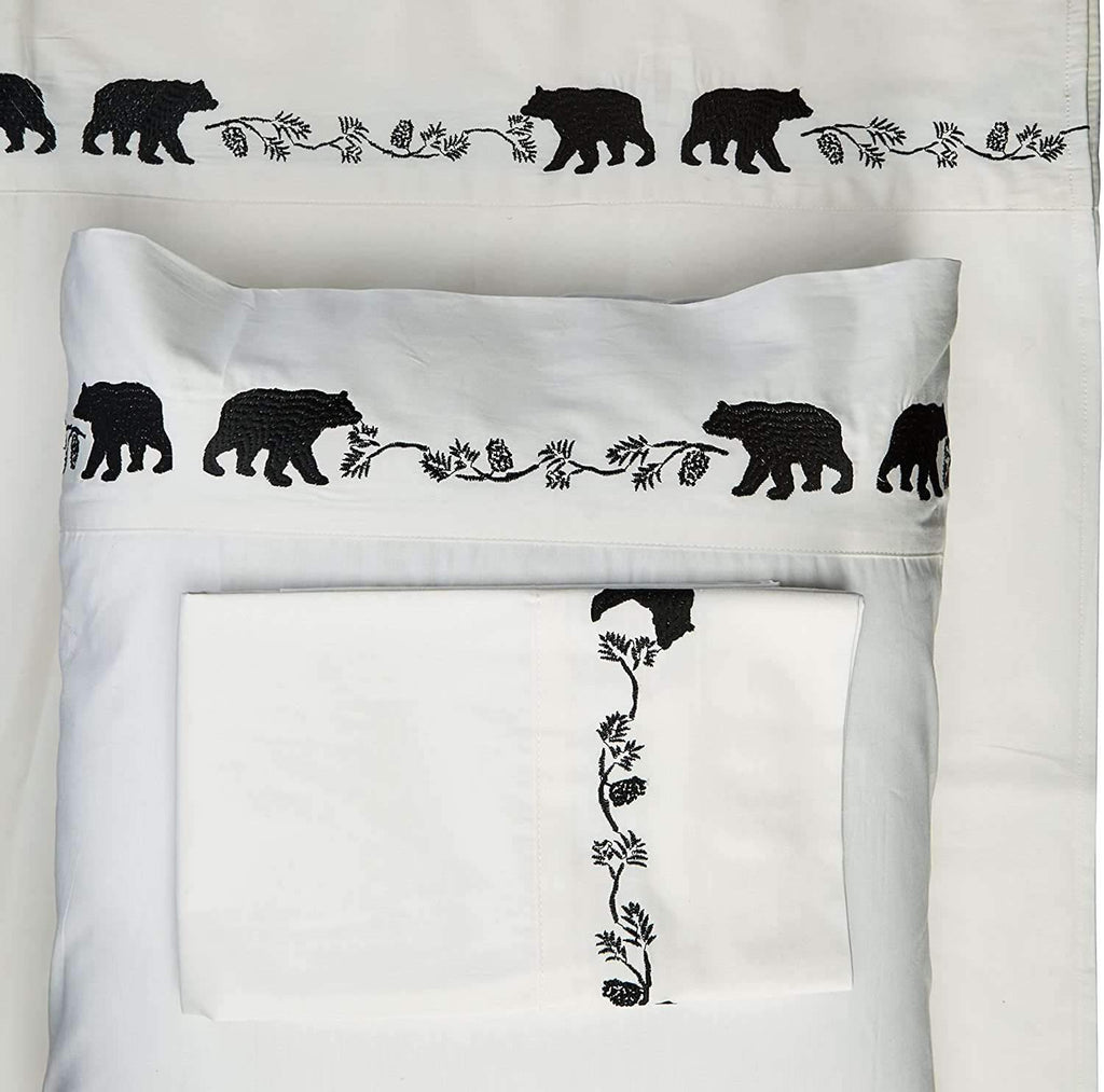 Embroidered Black Bear Sheets - Your Western Decor, LLC