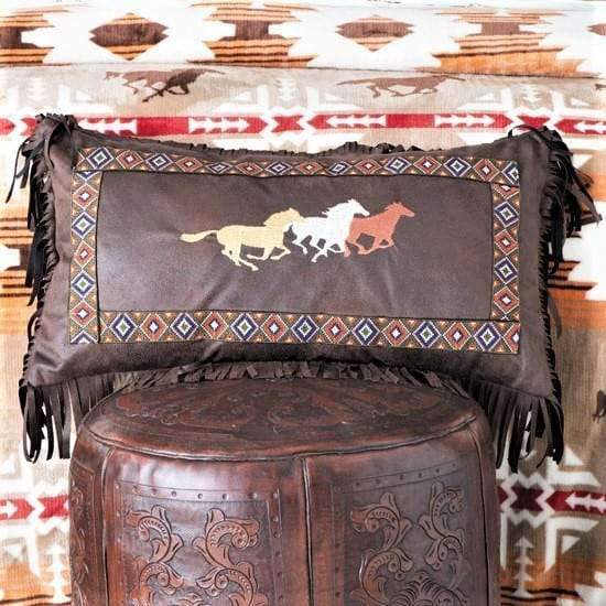 Embroidered Running Horses Pillow - Your Western Decor