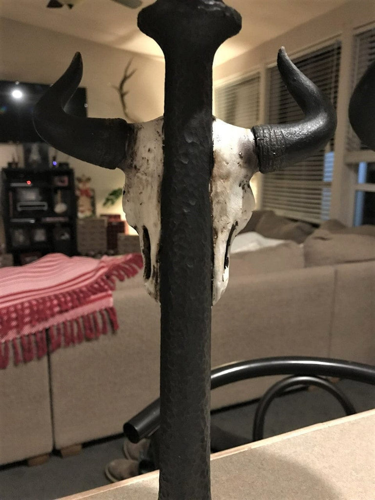 Engraved Steer Skull Western Candle Holder Back - Your Western Decor