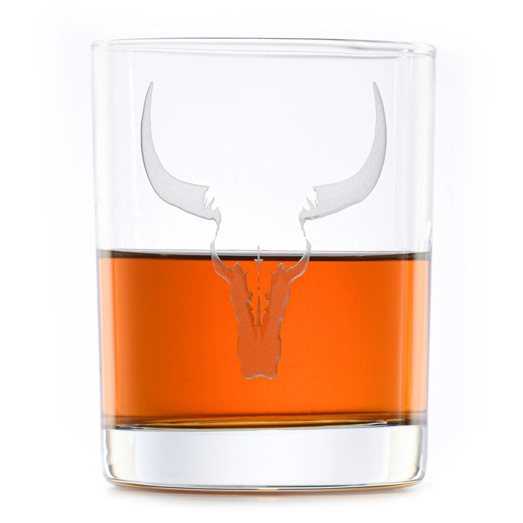 Engraved Steer Skull Rocks Glasses made in the USA - Your Western Decor