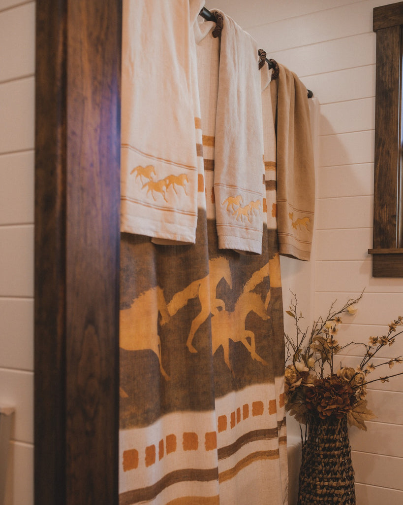 Equestrian Run Bath Towels and shower curtain - Your Western Decor