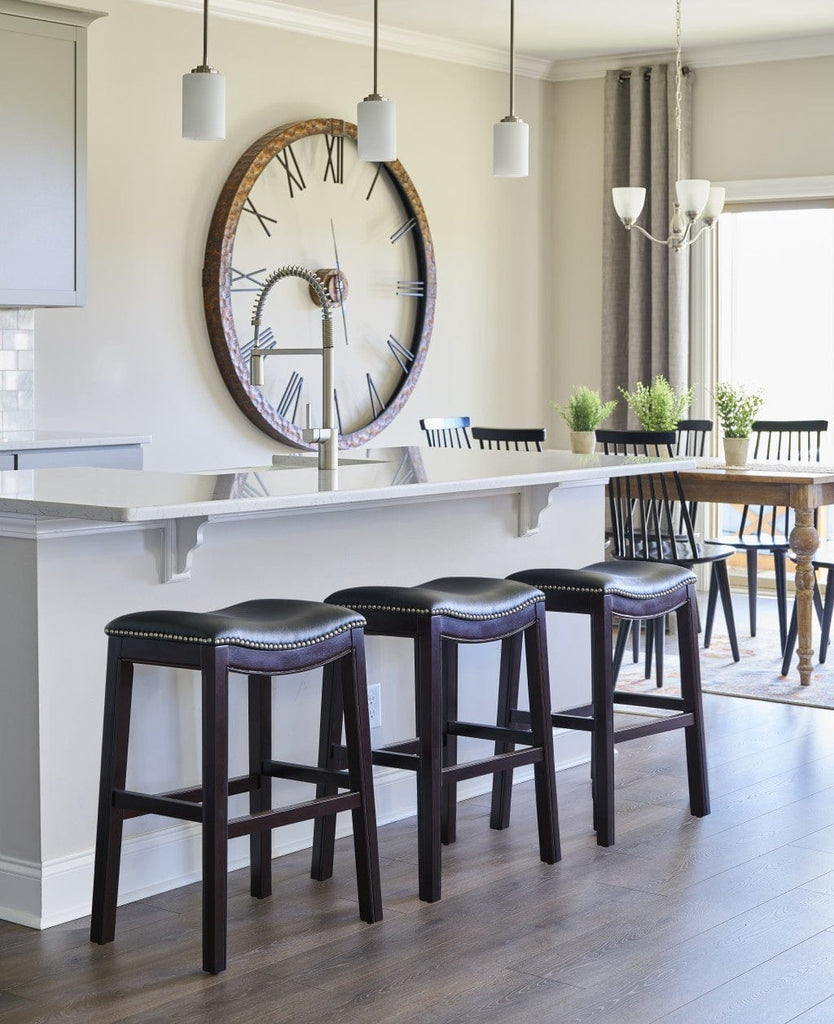 Espresso & Gray Saddle Style Counter Stools - Your Western Decor