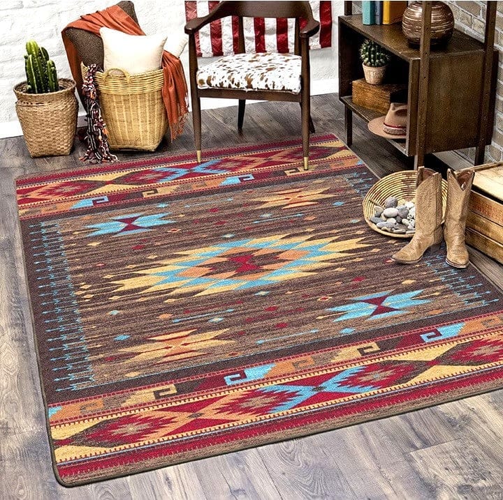 Ohtli Multi Color Area Rugs made in the USA - Your Western Decor - (Espuela - Turquoise)