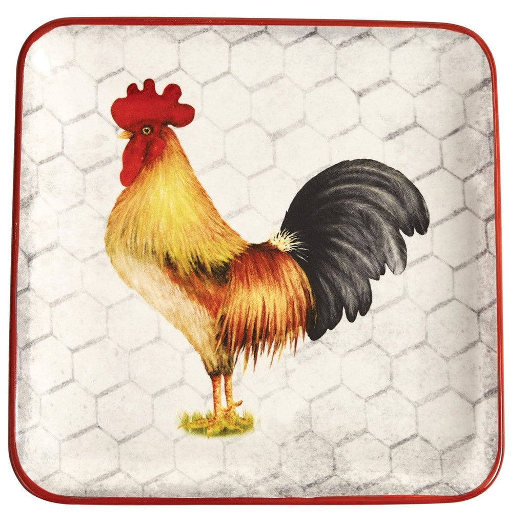 Farm Check Rooster Square Salad Plate - Your Western Decor