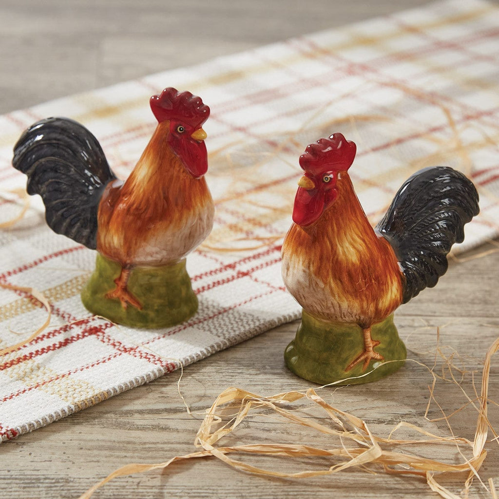 Farm Check Rooster Salt & Pepper Shakers - Your Western Decor