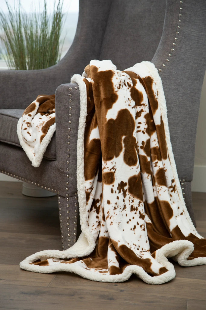 Faux Hair on Hide Sherpa Throw Blanket - Your Western Decor