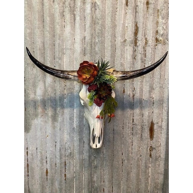 Floral longhorn steer skull wall decor - Your Western Decor