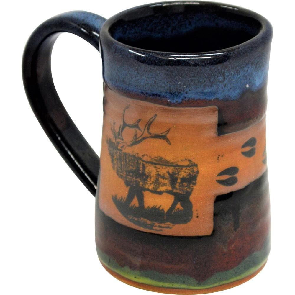 Handmade pottery tankard with elk image - Made in the USA - Your Western Decor