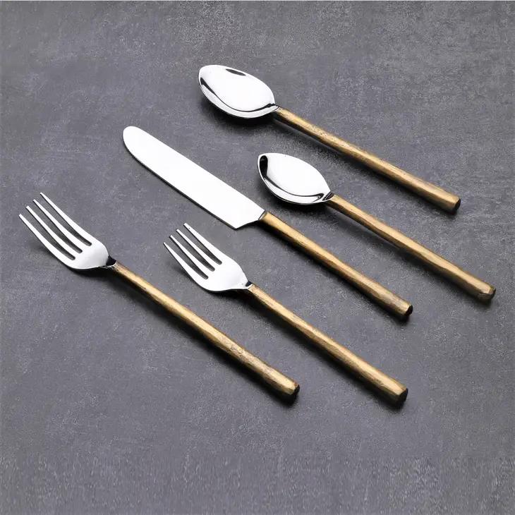 Forged Rustic Gold Handle Flatware - Your Western Deco