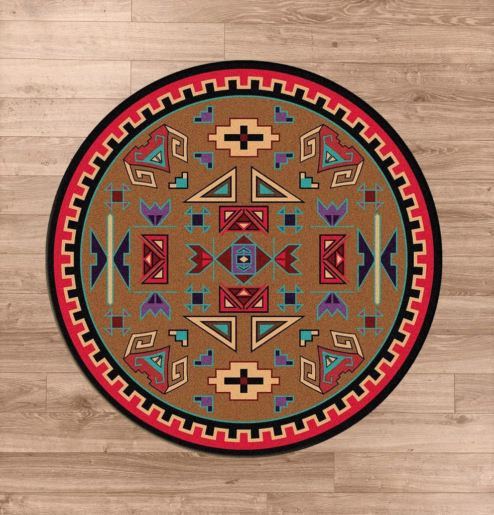 Four Rams Bright Round Area Rug - Your Western Decor