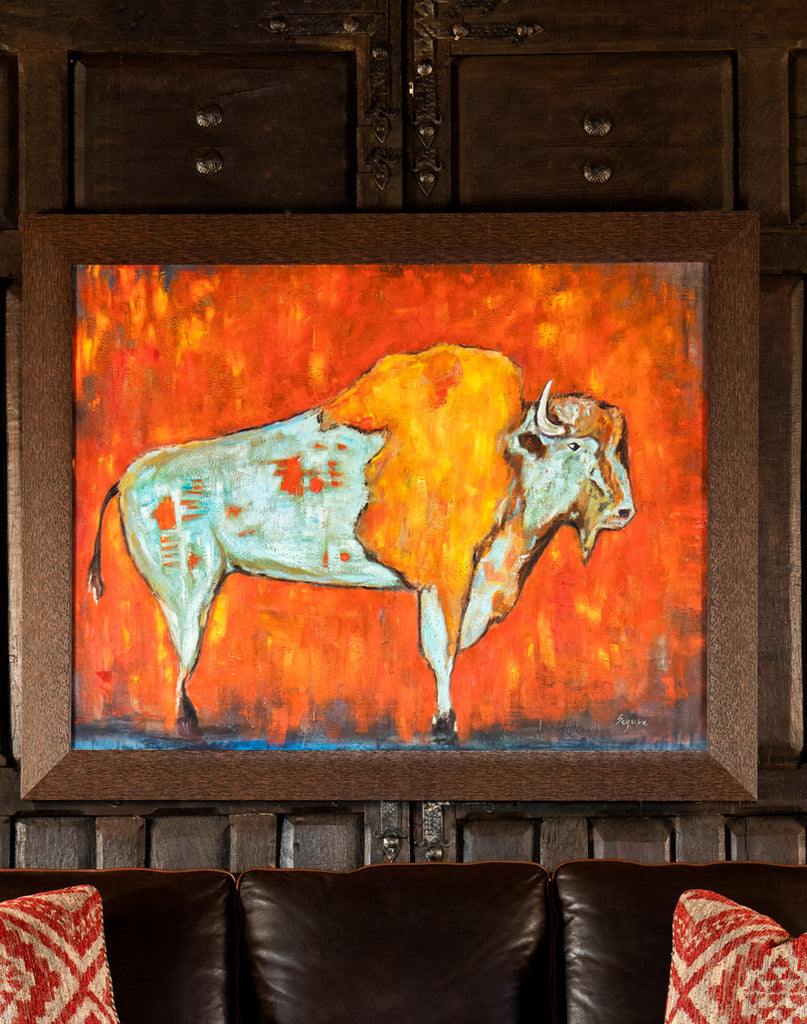 Framed Blue Buffalo Canvas Art - Your Western Decor