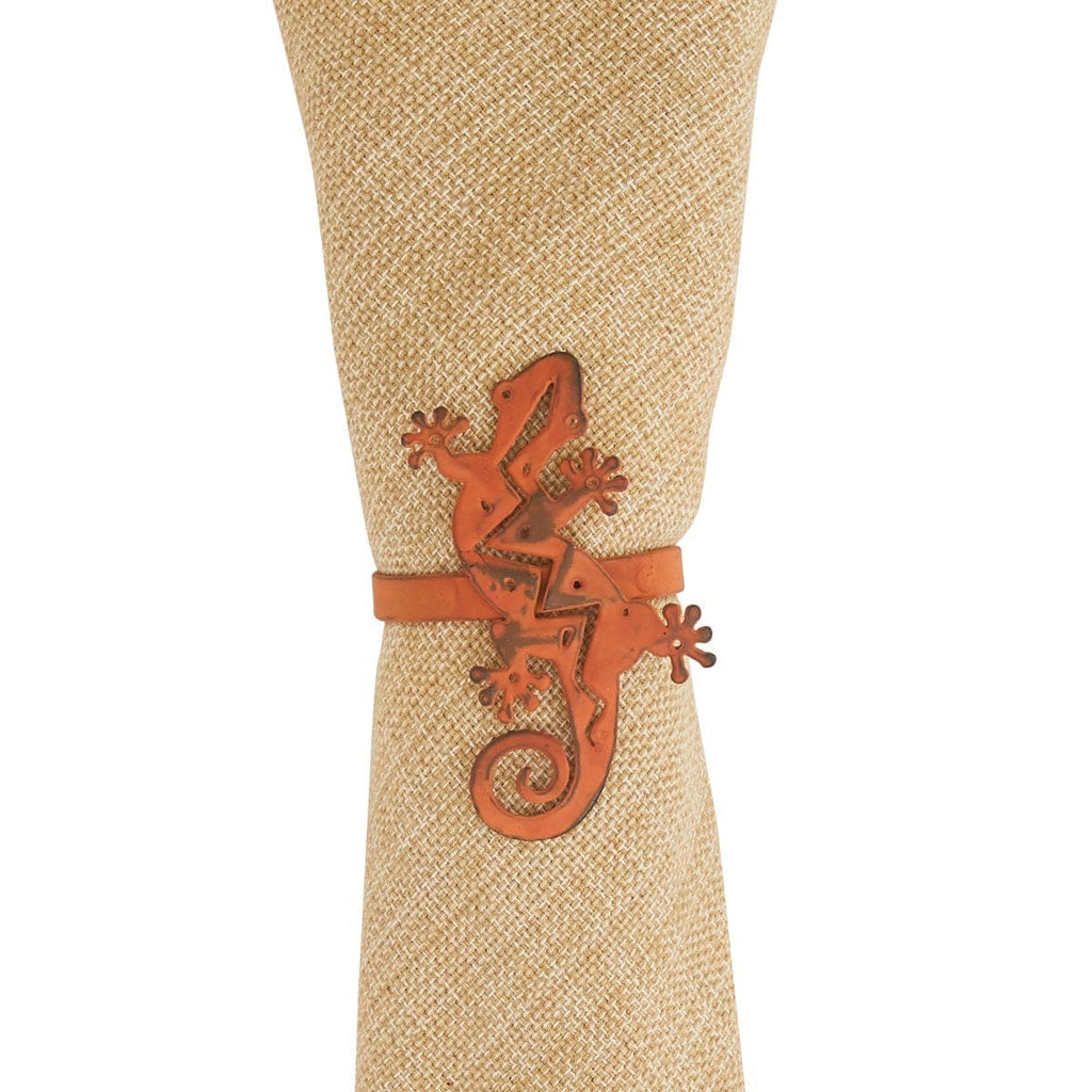 Distressed Colorful Southwestern Gecko Napkin Rings in burnt orange - Your Western Decor