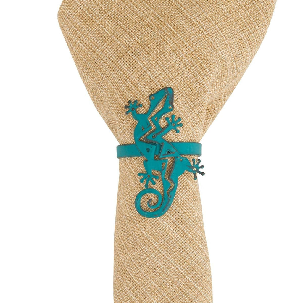 Distressed Colorful Southwestern Gecko Napkin Rings in turquoise - Your Western Decor