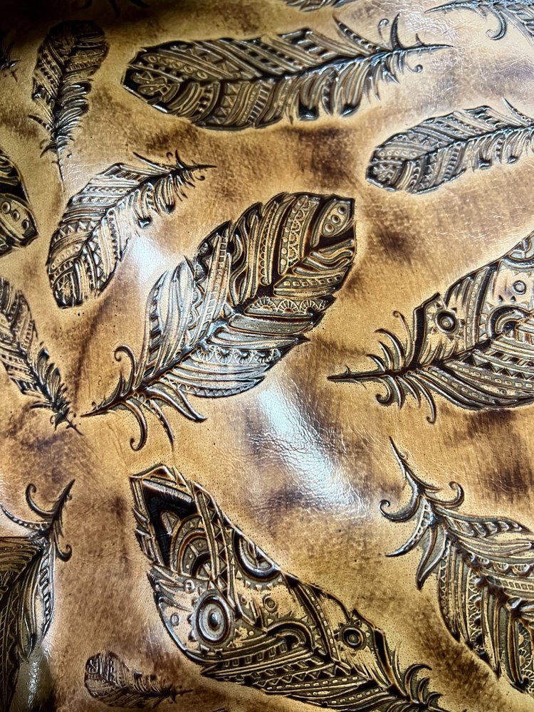golden feather embossed leather upholstery - Your Western Decor