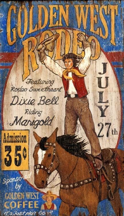 Golden Western Rodeo Vintage Sign - Your Western Décor & Design, LLC