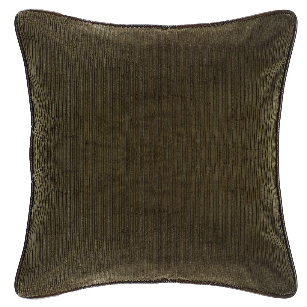 Olive Green Corduroy Reversible Euro Sham green side view - Your Western Decor