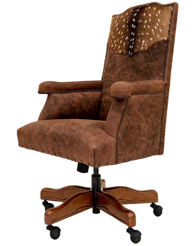 Hair on Axis Hide & Leather Office Chair - Your Western Decor