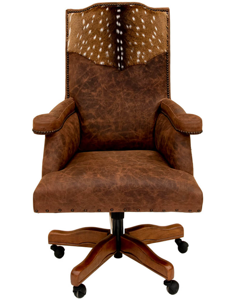 Axis and leather rustic office chair made in the USA - Your Western Decor