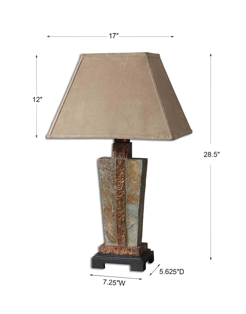 Hammered Copper & Slate Table Lamp - Your Western Decor