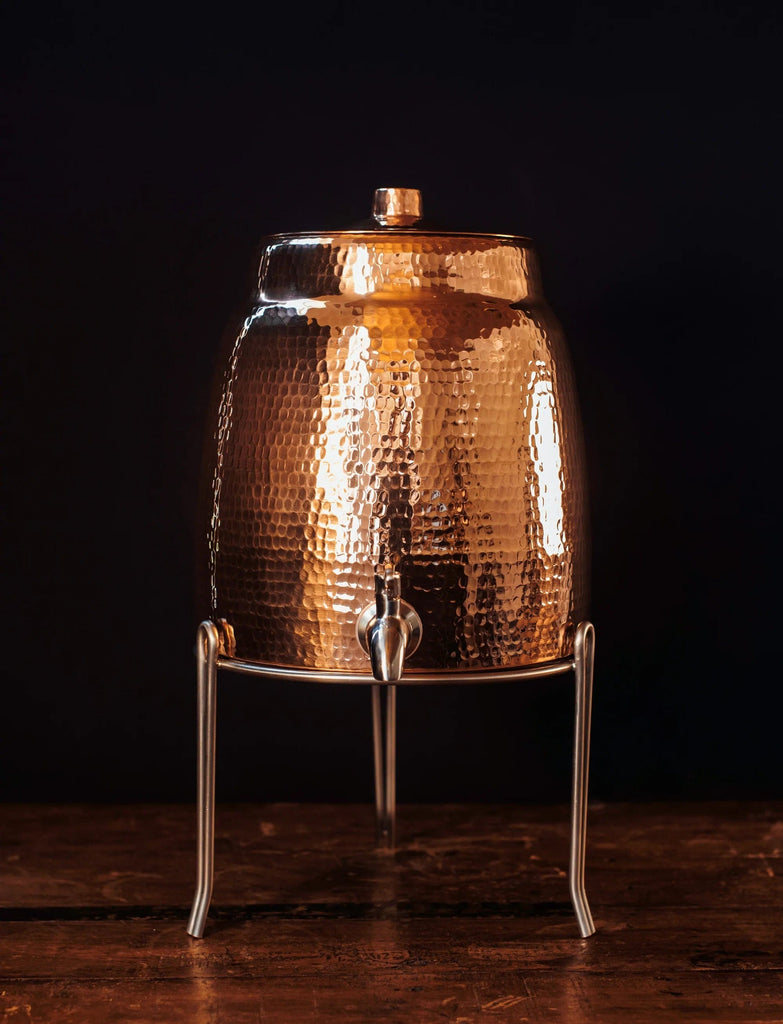Hammered copper water dispenser with lid - Your Western Decor