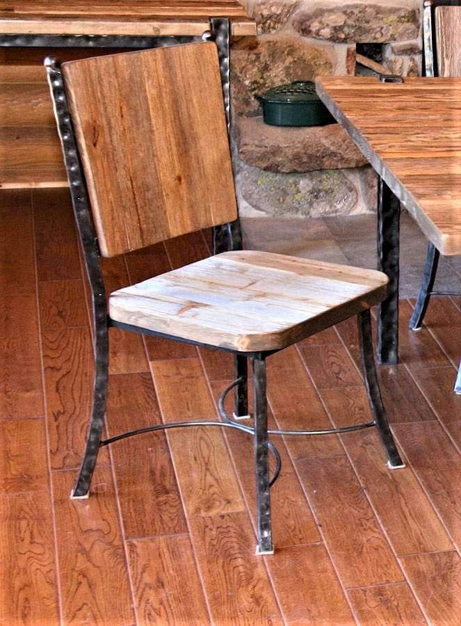 Rustic hammered iron and wood dining chair. Handmade in the USA - Your Western Decor